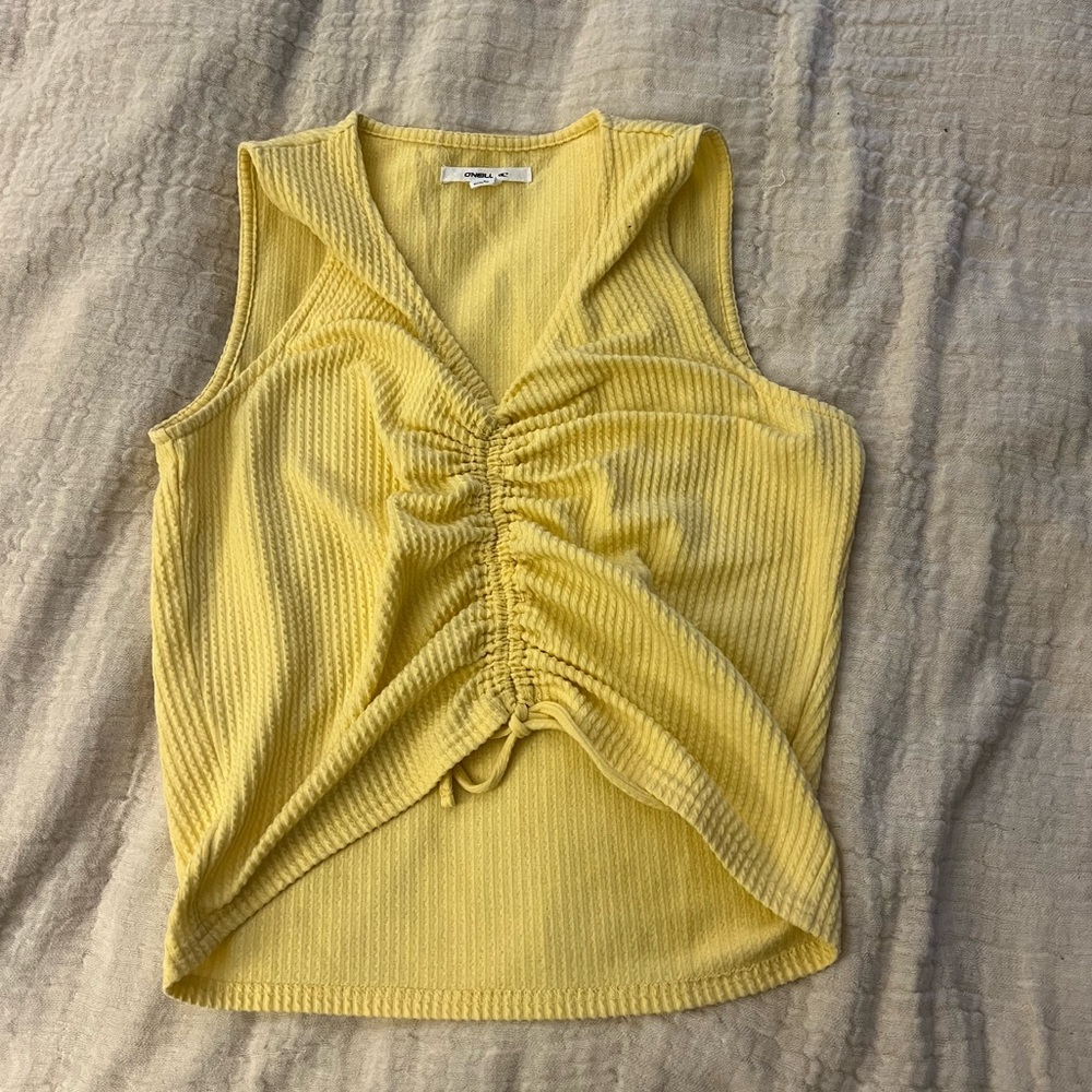 Women’s M yellow O’Neill tank top with adjustable tie to make shorter or longer
